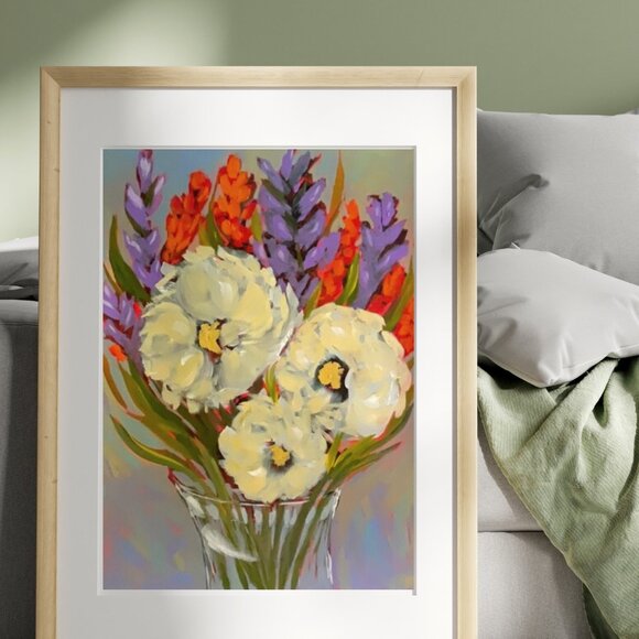 Acrylic Original Floral Painting  Fashion Wall Decor Whispers of Spring Flowers - Picture 2 of 7